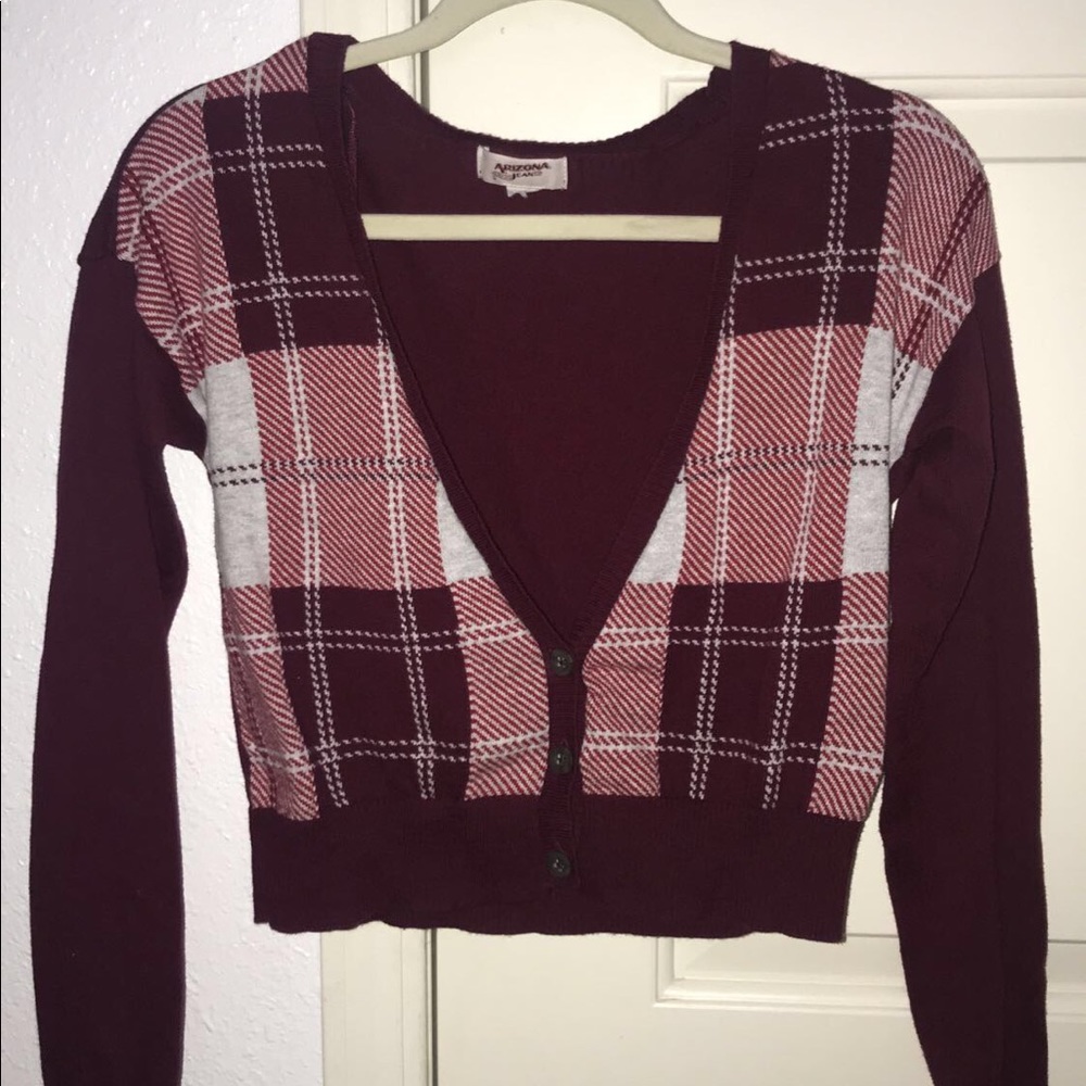 Arizona jeans plaid button up cardigan